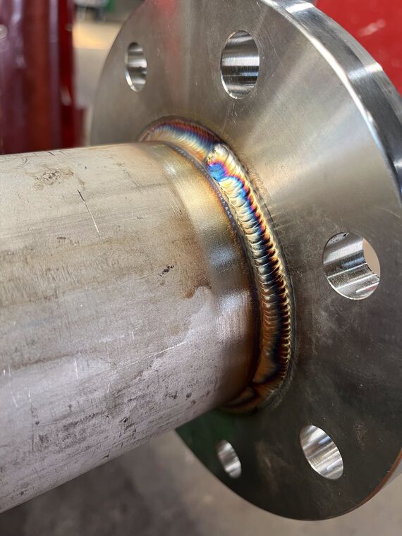TIG welded flange-to-pipe joint detail